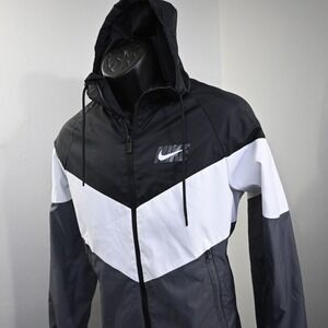 Nike Full Zip Hoodie Mens Small Windbreaker W/ Pockets Long Sleeve 100% Nylon